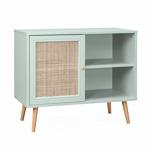 Alice's Home Sideboard Seladongrün mit Rattangeflecht 80 x 39 x 65,8 cm - 2 Ebenen - 1 Tür - Skandinavische Möbelbeine Alice's Home Sideboard Seladongrün mit Rattangeflecht 80 x 39 x 65,8 cm - 2 Ebenen - 1 Tür - Skandinavische Möbelbeine von sweeek