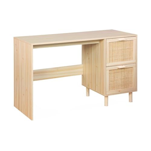 Schreibtisch mit Holz- und Rohrgeflecht - Camargue - 120cm, 2 Schubladen Schreibtisch mit Holz- und Rohrgeflecht - Camargue - 120cm, 2 Schubladen von Alice's Home