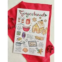 Lebkuchen Rezept Illustration, Kunstdruck, A5, A4, A3 von AliceFevronia