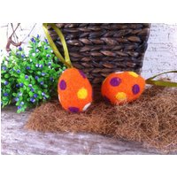 Ostereier Setof 3 Gefilzte Orange Gepunktete Eier Ostern Dekor Wohnkultur Ornamente Handgefertigte Nadel Gefilzt Ostereier Setof 3 Gefilzte Orange Gepunktete Eier Ostern Dekor Wohnkultur Ornamente Handgefertigte Nadel Gefilzt von AliceGiftLand