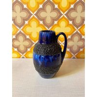Fat Lava Scheurich Vase | 414 16 Aus Keramik in Blau Und Schwarz | 70Er Mid Century Vintage von AliceGroovy