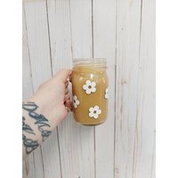 Blume Eisglas, Einmachglas, Eiskaffeeglas, Wildblumentasse, Retro Kaffeetasse, Süße Mason Jar Tasse von AliceJoyCreations