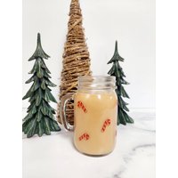 Weihnachtliches Eiskaffeeglas, Einmachglas, Eisglas, Zuckerstangentasse, Zuckerstangen Kaffeetasse, Süße Mason Jar Tasse von AliceJoyCreations