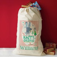 Personalisierte Bunny Santa Sack, Natürliche Baumwolle Weihnachtstasche von AlicePalaceDesigns