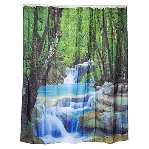 Alicemall Duschvorhang 3D Bad Wasserdicht Anti-Schimmel Vorhang 180cmx200cm (180x180 Wasserfall) von Alicemall