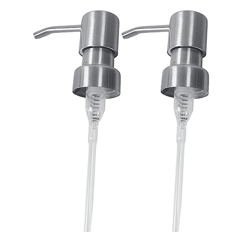 2pcs Seifenspender Pumpkopf, Edelstahl Pumpaufsatz, Seifenpumpe, Edelstahl Pumpkopf Flasche Ersatzpumpkopf für Seife, Shampoo, Duschgel aus Flaschen(Silber) von Alicer