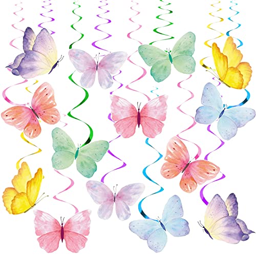 Alicer 28pcs Bunte Schmetterlinge hängende Wirbel, Frühling Party Papier Dekoration Frühling Graduation Party Papier Dekoration Schmetterling Geburtstag hängende Wirbel für Mädchen(Size:28pcs) von Alicer