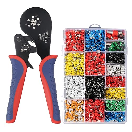 Alicer Sechskant Aderendhülsenzange mit 2120 stück Aderendhülsen Tool Kit, Twin Aderendhülsen Set, Selbstanpassende Ratschen-Crimpzange, 0.08-16mm² Crimpzange Set für DIY und Hausgebrauch(Bunt) von Alicer