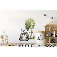 Panda Wandtattoa, Kinderzimmer Wandtattoe, Safari Tiere Dschungel Deko, Aquarell Tiere, Wandtattoa Für Kinder von AlicesdreamsStore