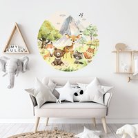 Waldtiere Kinderzimmer Wandtattoa, Aquarell Tiere Runde Wandsticker, Wandtattoa Waldtiere von AlicesdreamsStore