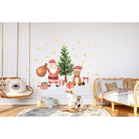 Weihnachtsbaum Wandtatto, Weihnachtsmann Wandtattoa, Kinderzimmer Deer Wandsticker von AlicesdreamsStore