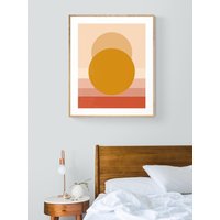 Minimaler Kunstdruck, Sonne Druck, Mond Kunst, Mid Century Design, Retro Vintage Inspirierte Minimal Sunset #2, Abstrakte Boho Print von AliciaBock