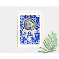 Traumfänger Mandala Kunstdruck in Blau Traumfänger Mandala Kunstdruck in Blau von AlifyaDesigns