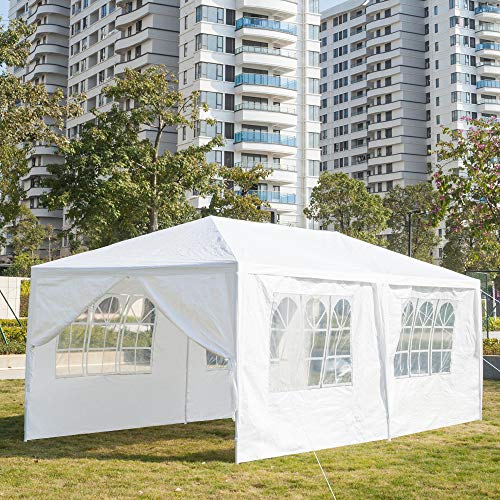 Pavillon Faltbare Gartenlaube Wasserdichtes Partyzelt 3x6m mit 6 UV-Wänden Weißer Pavillon Dicke PE-Plane für Hochzeitsfeiern Gewerbliche Aktivitäten von Alightup