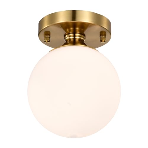 Alighting Gold Semi Flush Mount Deckenleuchte 15 cm Glas Globe Deckenlampe moderne Deckenleuchte für Schlafzimmer Flur Eingangsbereich Küche Treppenhaus Gang & Kinderzimmer von Alighting