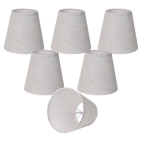 Lampenschirme klein 6er Set Ø15 cm x H13 cm – Clip-On Schirme für E14 Kerzenlampen, passend für Kronleuchter, Tischlampe oder Nachttischlampe, Stoff in White von Alighting