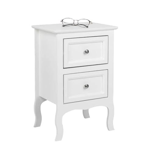 Alightup Beistelltisch Weiss Nachtschrank Weißer Nachttisch Skandinavische Nachttische Holz mit 2 Schubladen Aufbewahrungsmöbel Kommode Schlafzimmer Nachttisch Bett für Erwachsene 40 x 30 x 60 cm von Alightup