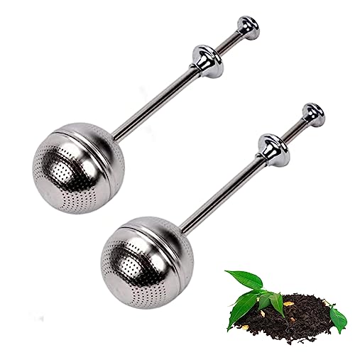 Alihoo 2 Stück Teesieb, Teesieb Teefilter für Tasse - Teesieb mit langem Griff aus 304 Edelstahl für losen Tee und Mulling Gewürze von Alihoo