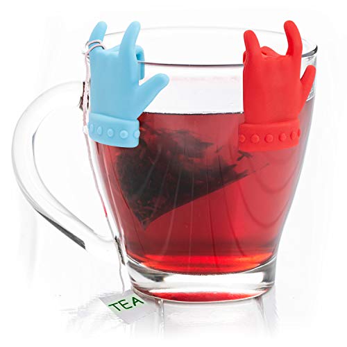 Alihoo 2 Stück Kreative Finger Teebeutelhalter Clip Tasse Tasse Tee Sieb Clips Teelöffelhalter Silikon Tee Infuser Clips von Alihoo