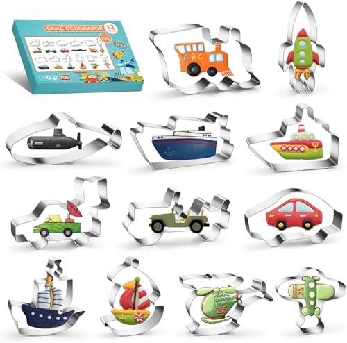 Alihoo Ausstechformen Ausstecher, Kreatur Keksausstecher Meerestiere,Brotausstechformen für Kinder Fondant,Keks, Sandwich,Plätzchen, Backen (Transportwesen Fahrzeug) von Alihoo