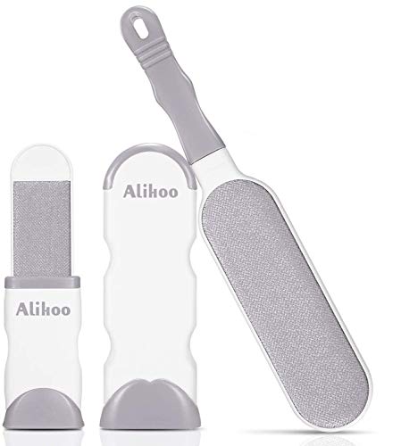 Alihoo Bürste Haarentferner, Pet Pinsel,Neu mit doppelseitiger Fusselbürste und selbstreinigender Basis,perfekt für Möbel,Teppich (Large&Travel Size Brush) von Alihoo