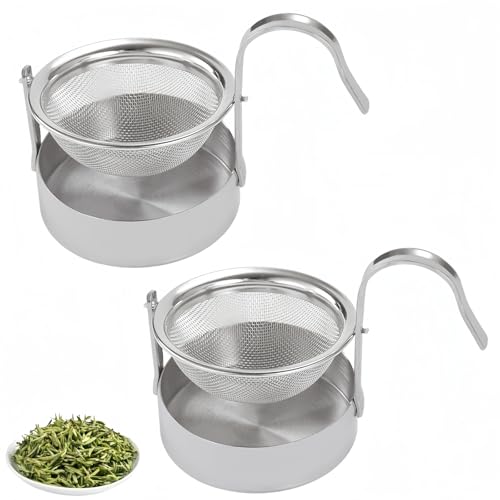 Alihoo Teesieb, 2 Stück Drehbarer Teesieb Teefilter Mit Haken und Becherboden, Tea Infuser 304 Edelstahl Tee-Sieb für losen Tee von Alihoo