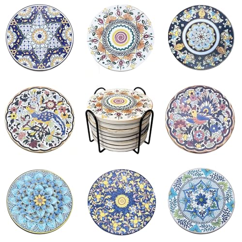 Alihoo Untersetzer für Getränke, 8-Set Keramik Untersetzer für Getränke absorbierend mit Korkbasis und schwarzem Halter,Coasters Geeignet für Couchtisch Geschenk Home Dekoration Alihoo Untersetzer für Getränke, 8-Set Keramik Untersetzer für Getränke absorbierend mit Korkbasis und schwarzem Halter,Coasters Geeignet für Couchtisch Geschenk Home Dekoration von Alihoo