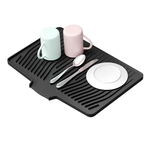 Alijoy Schwarze Silikon-Abtropfmatte für Küchentheke, effiziente Entwässerung, schnell trocknend, Unterspülmatte für Küche, wasserdicht, Abtropfgestell, Küchenspüle, Zubehör (48,3 x 34,3 cm, Schwarz) Alijoy Schwarze Silikon-Abtropfmatte für Küchentheke, effiziente Entwässerung, schnell trocknend, Unterspülmatte für Küche, wasserdicht, Abtropfgestell, Küchenspüle, Zubehör (48,3 x 34,3 cm, Schwarz) von Alijoy