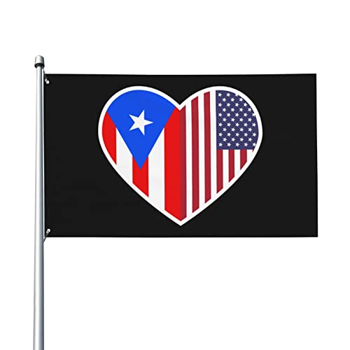Aliment Flagge "I Love America and Puerto Rico", 90 x 150 cm, Outdoor-Gartendekoration, Banner für den Innenbereich, Familie, Urlaub, Mode, Party, Dekoration, Flaggen von Aliment