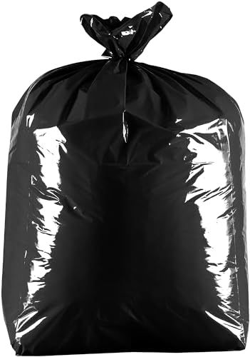 25 x schwarze 90L Heavy Duty (40 Mikron / 160 Gauge) 100% recycelt Alina farbiger Abfallsack / Polyethylen Müllbeutel / 90 Liter Müllsack von Alina