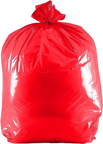 50 x Rot Alina 90L Robuster (40 Mikron) 100% Recycelter Farbiger Müllsack/Starke Müllbeutel aus Polyethylen von Alina