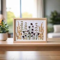 Getrocknetes Blumenarrangement Im Holzrahmen, Echte Blumenkunst, Handgemachte Wohndekoration, Einzigartiges Blumengeschenk von AlinaDecorShop