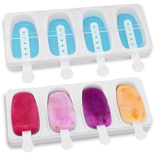 Alinana Eisformen Eis am Stiel, 2 Stück Eisformen BPA-freie Wiederverwendbare Eis am Stiel Formen, Stapelbare DIY Silikon-Eisformen zur Herstellung von Eiscreme mit Milch, Kokosmilch oder Joghurt von Alinana