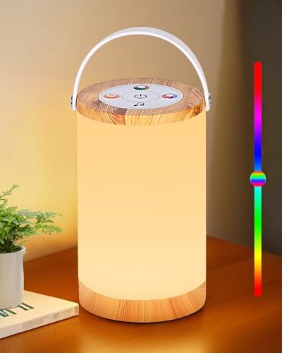 Alinana LED Touch Dimmbar Nachttischlampe, Nachttischlampe Kinder mit 8 Farben und 4 Modi, 2200mAh Batteriebetrieben USB Kabellos Nachttischlampen mit Musikrhythmusmodus für Schlafzimmer, Wohnzimmer von Alinana