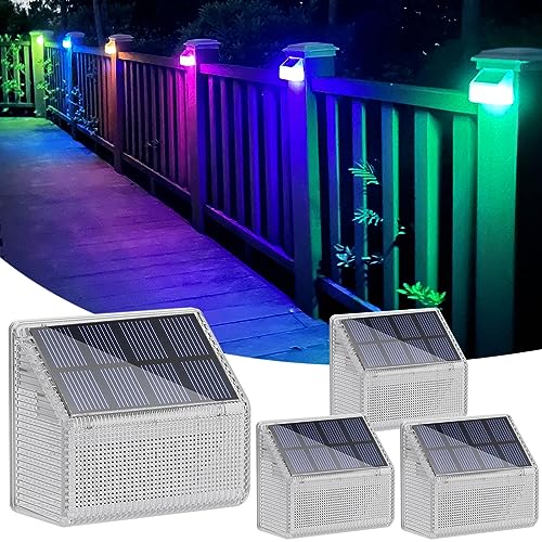 Alinana Solarlampen für Außen, RGB-Farbwechsel-Solar Wandleuchte Aussen, Wasserdicht Solarlampen geeignet für Zäune, anddekoration und Halloween und Weihnachten (4er-Pack) von Alinana