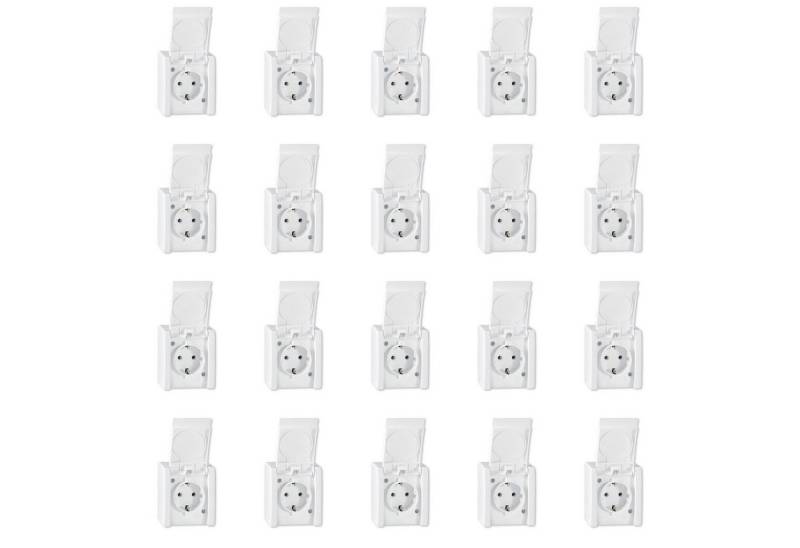 Aling Conel Aufputz-Steckdose 1-fach Aufputz Steckdose mit Klappdeckel IP44 - Weiß (20er Set), Packung von Aling Conel