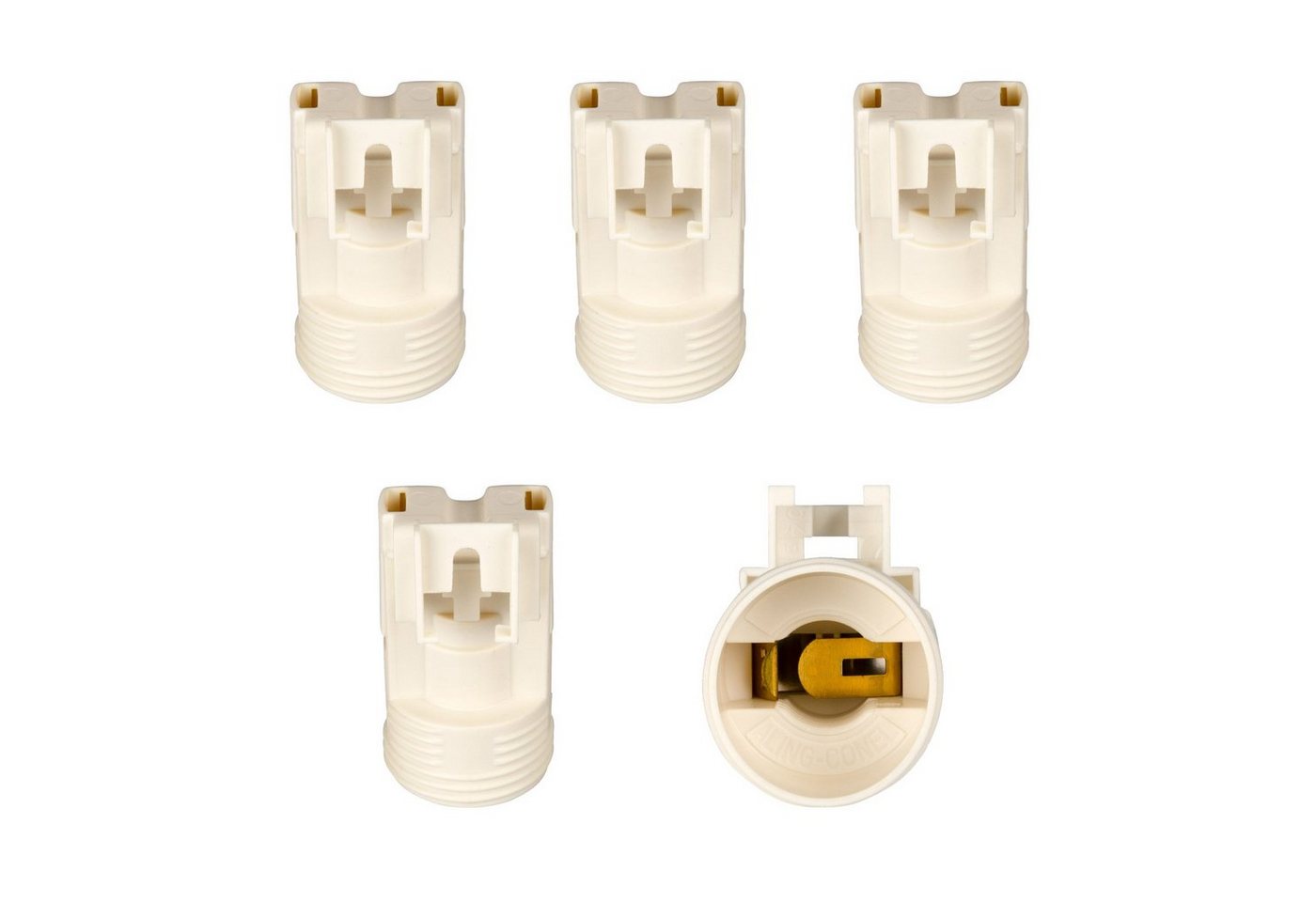 Aling Conel Lampenfassung E14 (PBT) Gewindefassung mit Halterung für M4 Schraube Weiß 5 Stk., (Set, 5-St) von Aling Conel