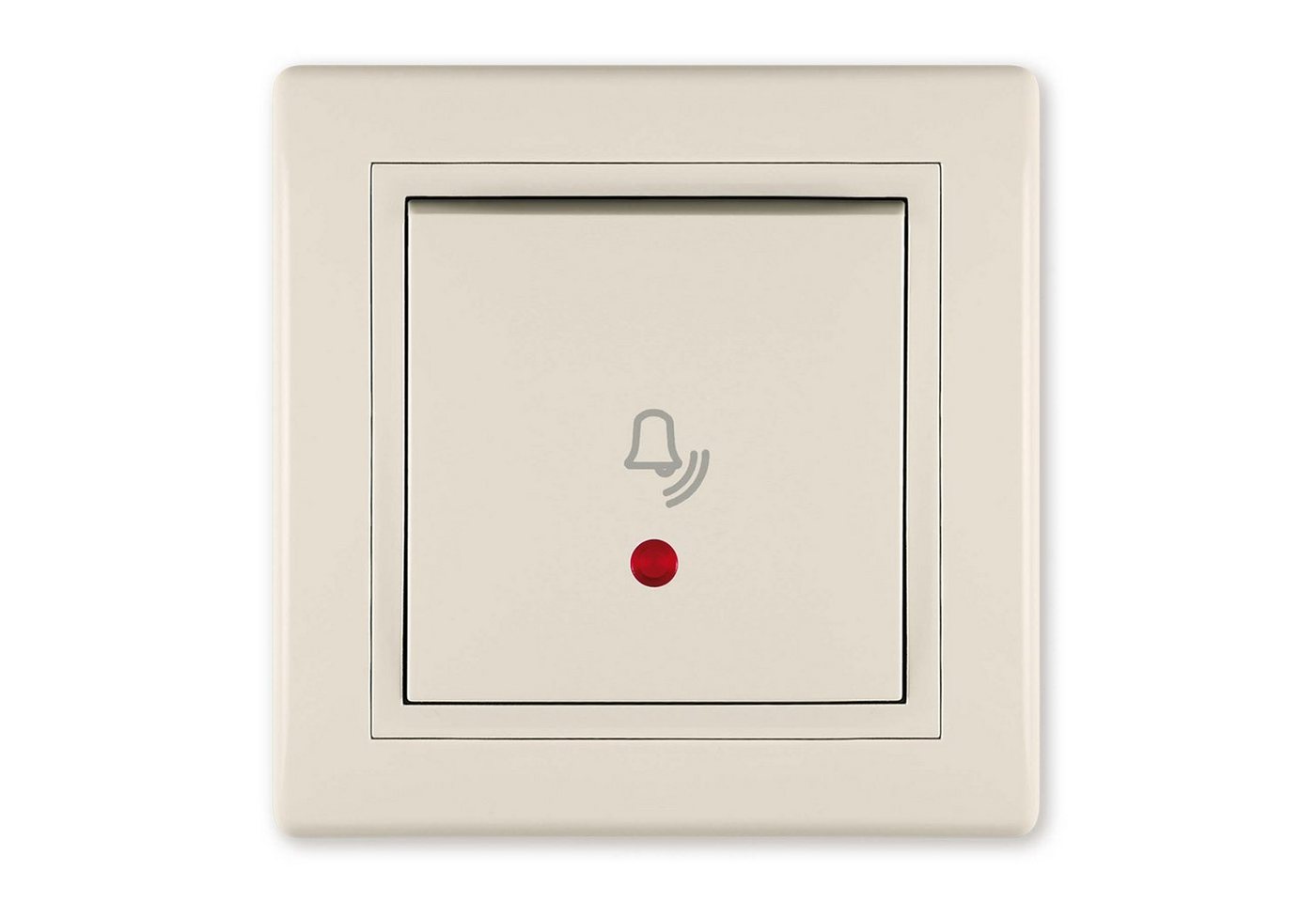 Aling Conel Lichtschalter Klingeltaster mit Glimmlampe 10AX/250V~ inkl.Rahmen (komplett) Beige (Packung), VDE-zertifiziert von Aling Conel