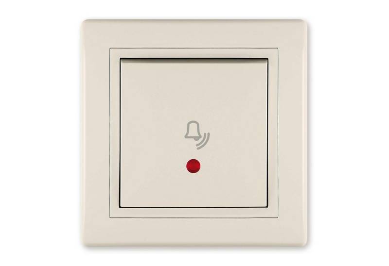 Aling Conel Lichtschalter Klingeltaster mit Glimmlampe 10AX/250V~ inkl.Rahmen (komplett) Beige (Packung), VDE-zertifiziert von Aling Conel