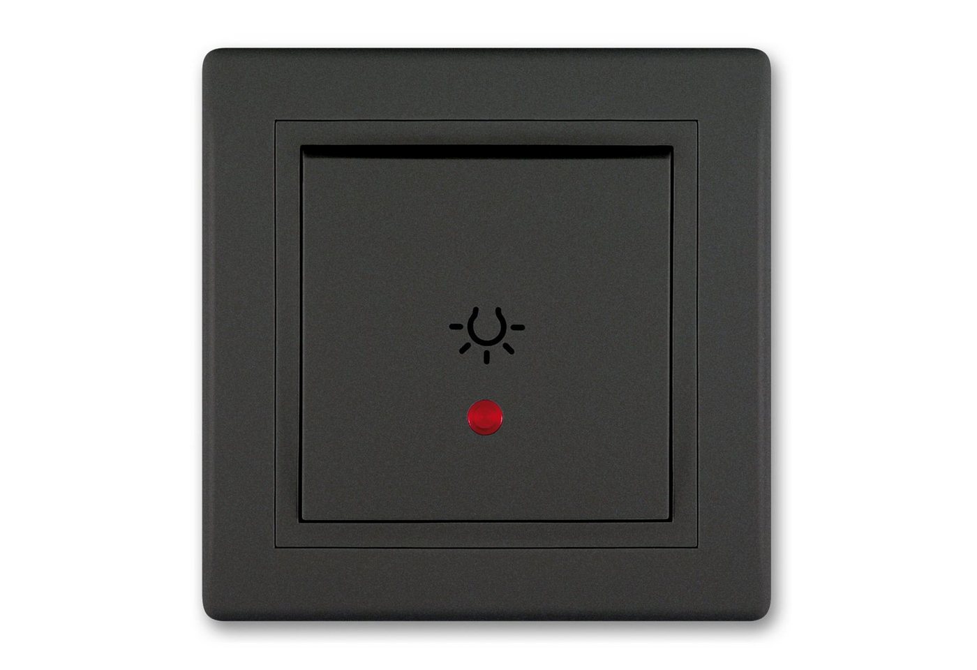Aling Conel Lichtschalter PRESTIGE-Line Taster mit Lichtsymbol und Glimmlampe Schwarz Soft Touch (Packung), VDE-zertifiziert von Aling Conel