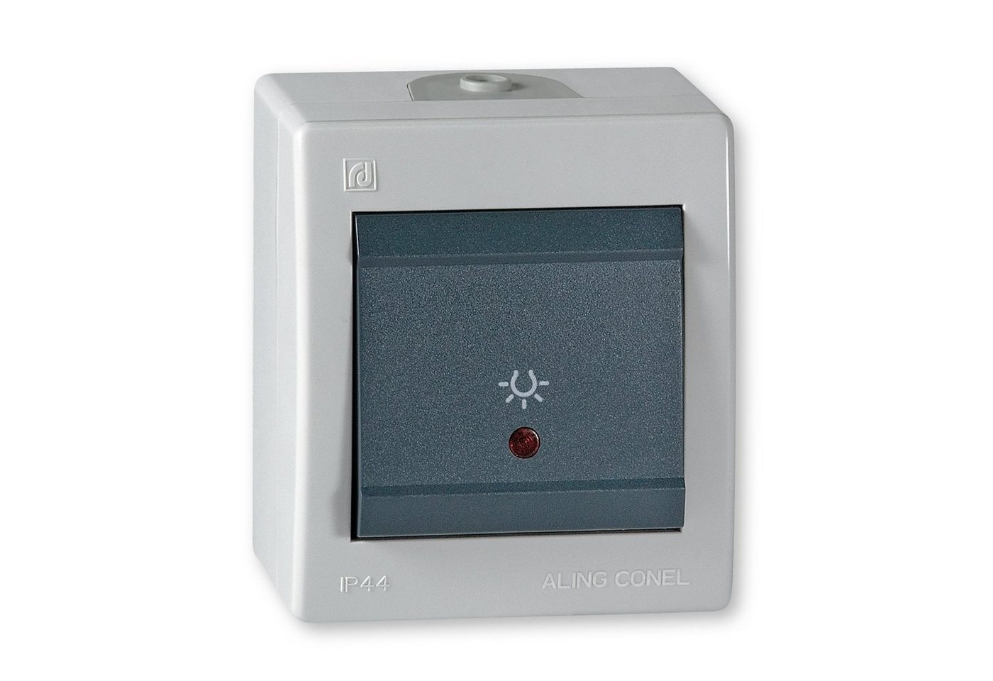 Aling Conel Lichtschalter Power Line Aufputz-Schalter mit Glimmlampe (Packung), IP 44 von Aling Conel