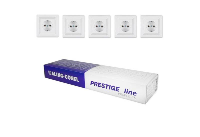 Aling Conel Unterputz-Steckdose 5er-Set 16A/250V inkl.Rahmen, Packung, 5 x Schutzkontakt Steckdose von Aling Conel