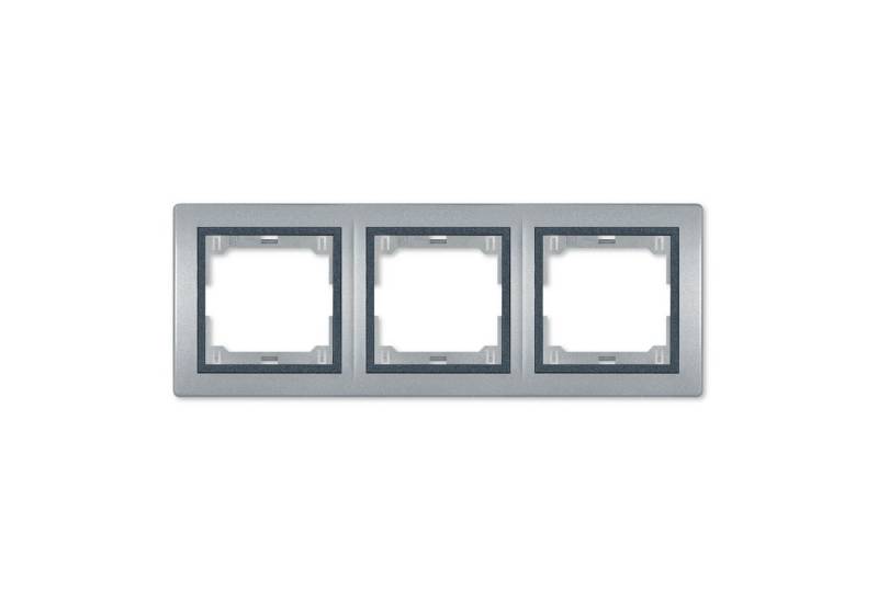Aling Conel Unterputz-Steckdose Abdeckrahmen 3-fach horizontal (mit Zwischenrahmen) Silber, Packung, VDE-zertifiziert von Aling Conel
