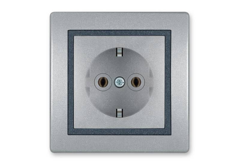 Aling Conel Unterputz-Steckdose Prestige Line Schutzkontakt Steckdose Silber, Packung, VDE-zertifiziert von Aling Conel