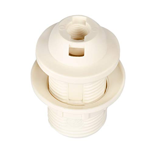 E14 Lampenfassung Kunststoff (PBT), Gewindefassung mit festem Lampenschirmkragen und Einbauring Weiß (RAL 9003) von Aling Conel