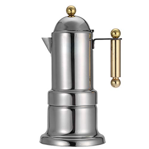 Alinory Moka Pot, Edelstahl Moka Pot Herd Espressomaschine mit Sicherheitsventil 4 Tassen von Alinory