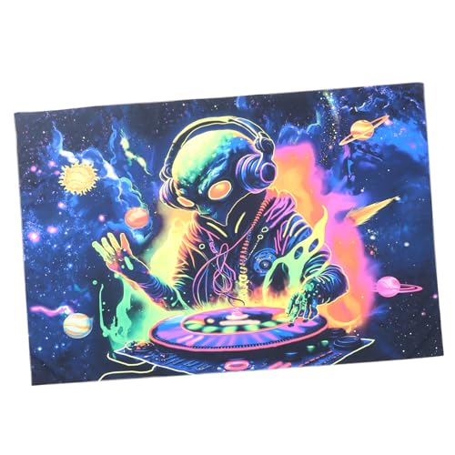 Alipis Alien-Wandteppich Wohnkultur led ligts Alien-Nacht-Wandteppich Poster zum Aufhängen an der Wand Tapisserie Landschaftsteppich Wandbehang mit fluoreszierendem Wandteppich Drucken dj von Alipis