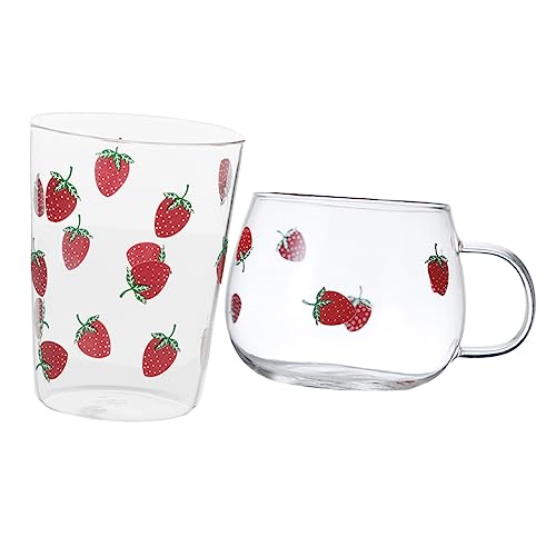 Alipis 1 Satz Erdbeerglas Trinkbecher Mit Erdbeermuster Eisbecher Erdbeer-trinkgläser Biergläser Latte Tasse Für Den Einzug The Office Mug Kaffeebecher Trinkbecher Aus Glas 2st von Alipis
