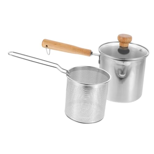 Alipis 1 Satz Kleine Fritteuse pfannenwender edelstahltopf pfanen friteuse mit fettfritteuse Fritteusentopf mit Korb Bratpfannen kochen Herr Mini Frittierkorb Mini-Fritteuse-Kit Holz von Alipis