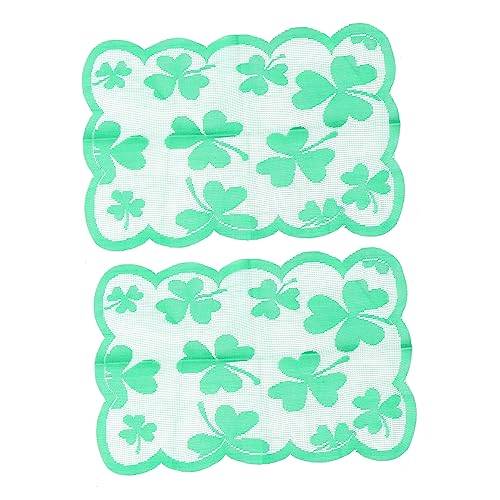 Alipis 1 Satz Tischset Shamrock Hochzeitslaken Tischmatte Ziernieten Kleeblatt-tischunterlage Modischer Tischschmuck Praktische Ort Matte St. Patricks Tischdeko Polyester Green 2 Stück von Alipis